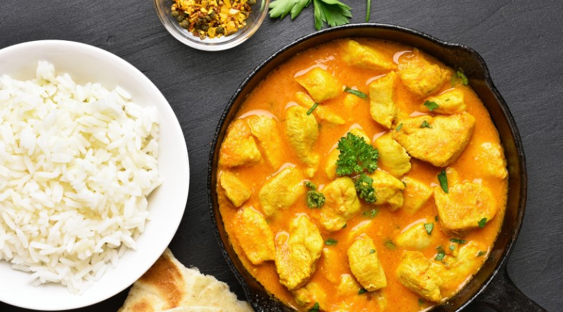 Receta de Pollo al curry con ingredientes de Comercio Justo